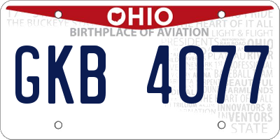 OH license plate GKB4077