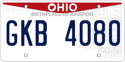 OH license plate GKB4080