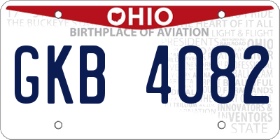 OH license plate GKB4082