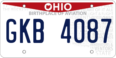 OH license plate GKB4087