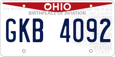OH license plate GKB4092