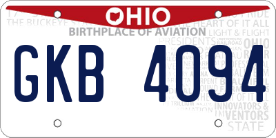 OH license plate GKB4094