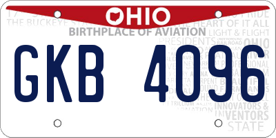 OH license plate GKB4096