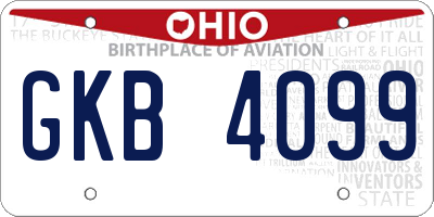 OH license plate GKB4099