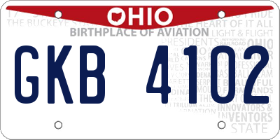 OH license plate GKB4102