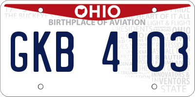 OH license plate GKB4103