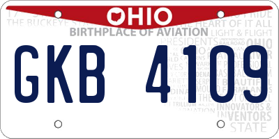 OH license plate GKB4109