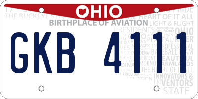 OH license plate GKB4111