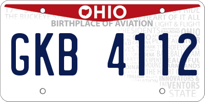 OH license plate GKB4112