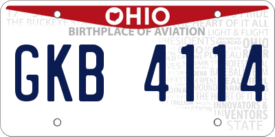 OH license plate GKB4114