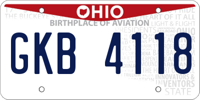 OH license plate GKB4118