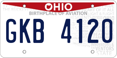 OH license plate GKB4120