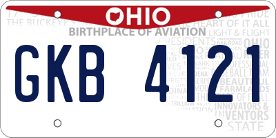 OH license plate GKB4121