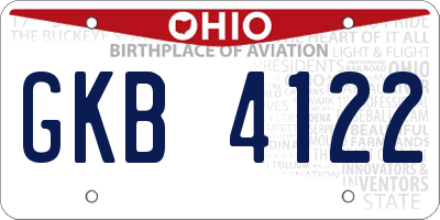 OH license plate GKB4122