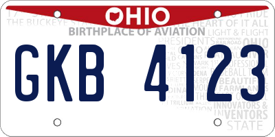 OH license plate GKB4123