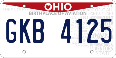 OH license plate GKB4125