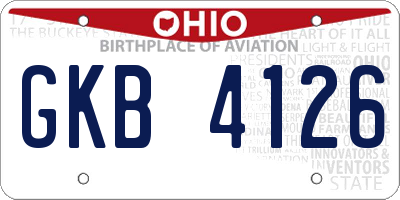 OH license plate GKB4126