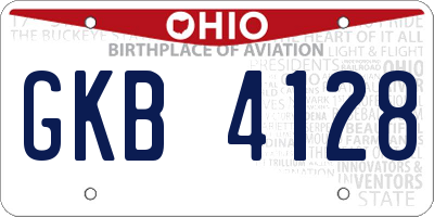 OH license plate GKB4128