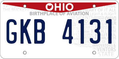 OH license plate GKB4131