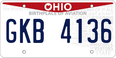 OH license plate GKB4136