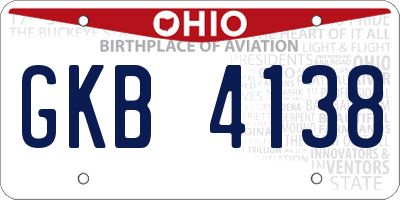 OH license plate GKB4138