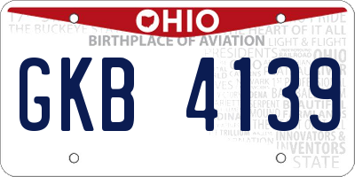 OH license plate GKB4139