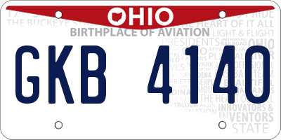 OH license plate GKB4140