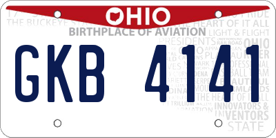 OH license plate GKB4141