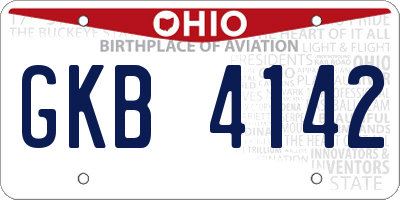 OH license plate GKB4142
