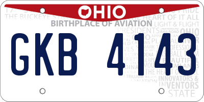OH license plate GKB4143
