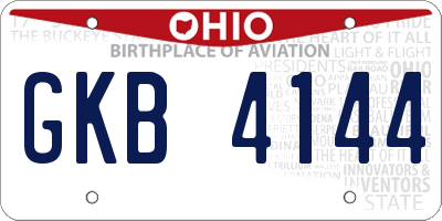 OH license plate GKB4144
