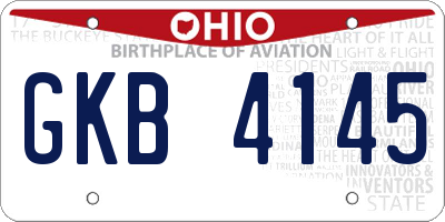 OH license plate GKB4145
