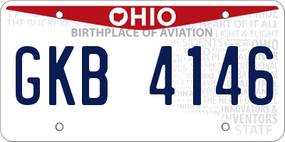 OH license plate GKB4146