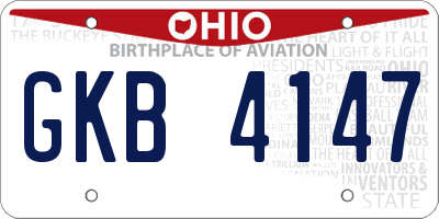 OH license plate GKB4147