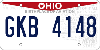 OH license plate GKB4148