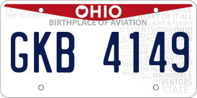 OH license plate GKB4149