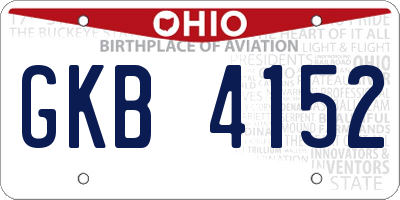 OH license plate GKB4152