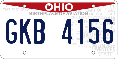 OH license plate GKB4156