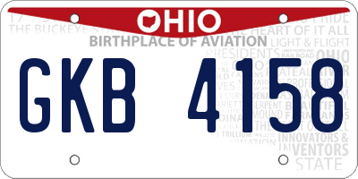OH license plate GKB4158