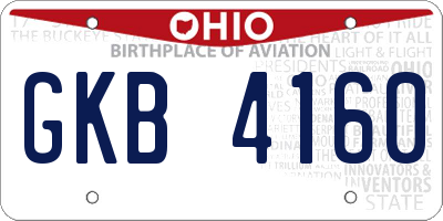 OH license plate GKB4160