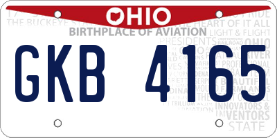 OH license plate GKB4165