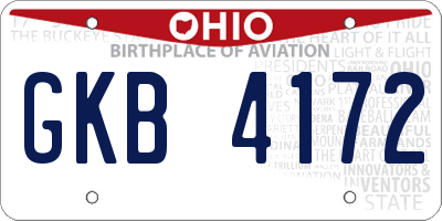 OH license plate GKB4172