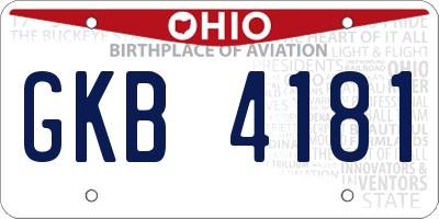 OH license plate GKB4181