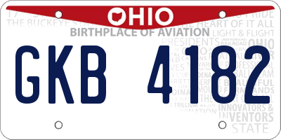 OH license plate GKB4182