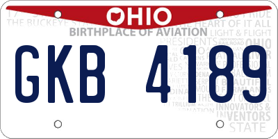 OH license plate GKB4189