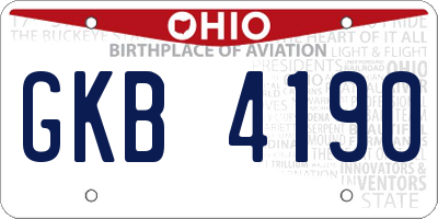 OH license plate GKB4190