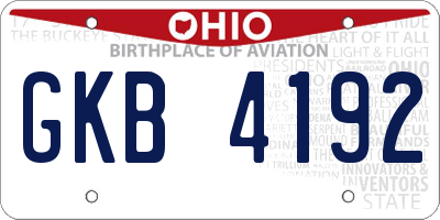 OH license plate GKB4192