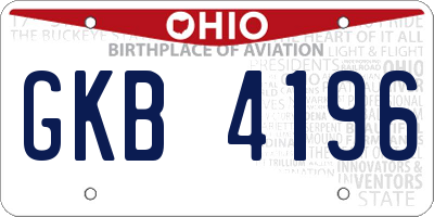 OH license plate GKB4196