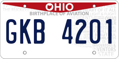 OH license plate GKB4201