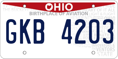 OH license plate GKB4203